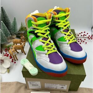 Women’s Gucci basket high top leather sneakers size 40.5 made in Italy.